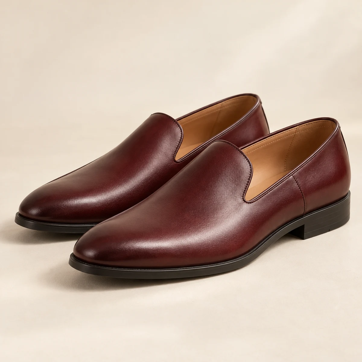 Nicolas Leather Dress Loafers in Burgundy