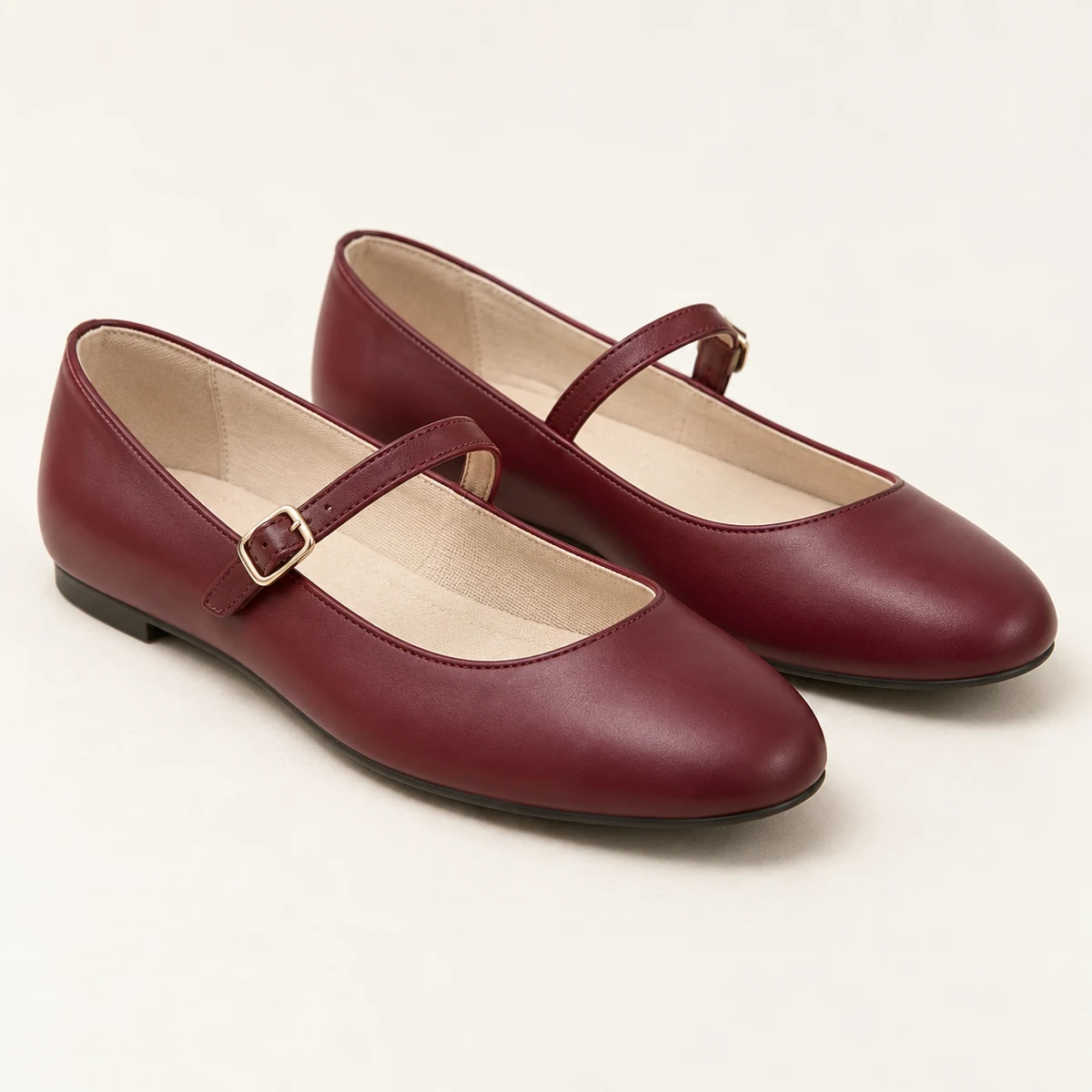 Élodie Mary Jane Flats in Burgundy